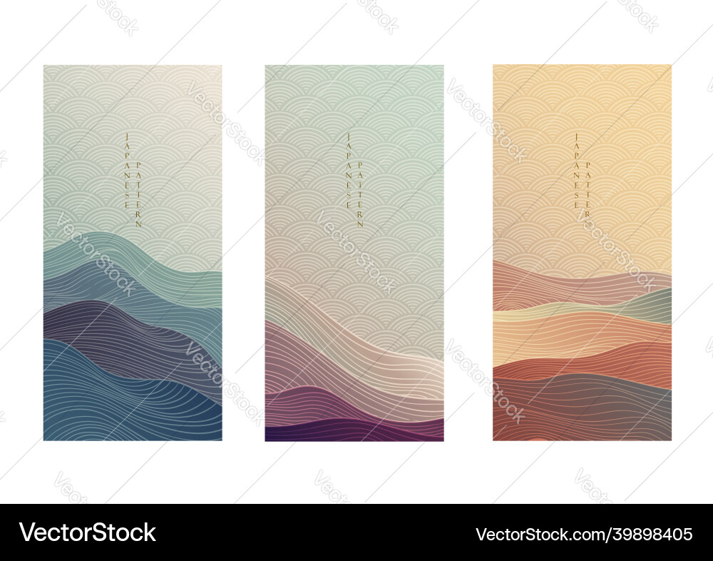 Japanese background with line wave pattern vector image