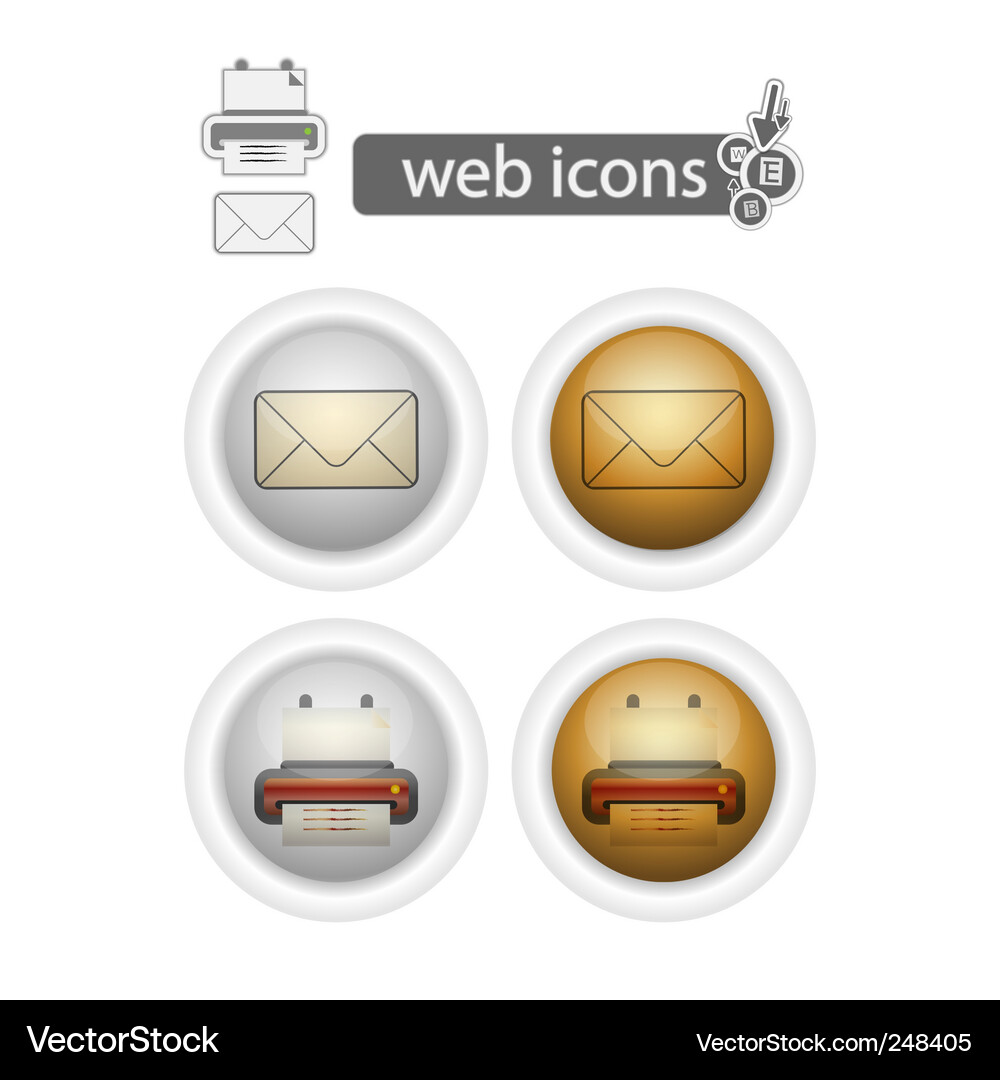 Mail and Printer Icons Vector Image