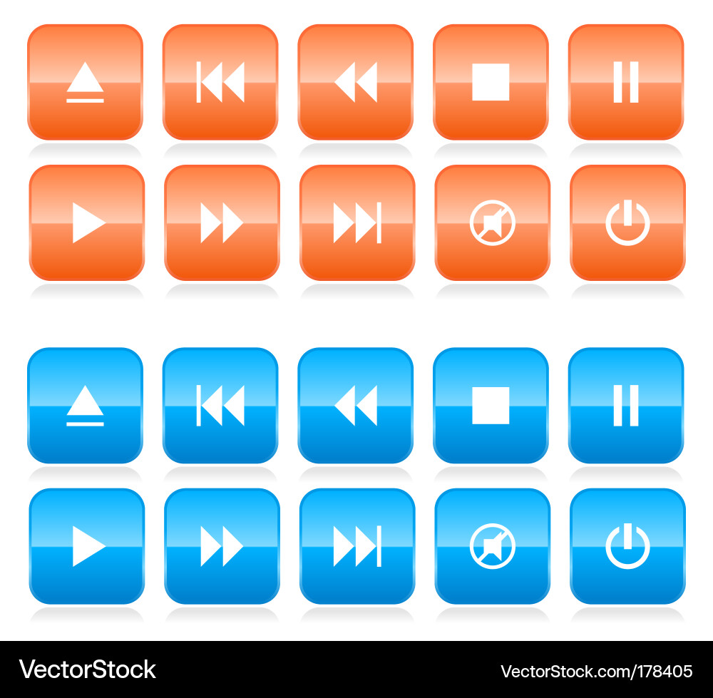 Media Player Button Set - Aqua Style vector image