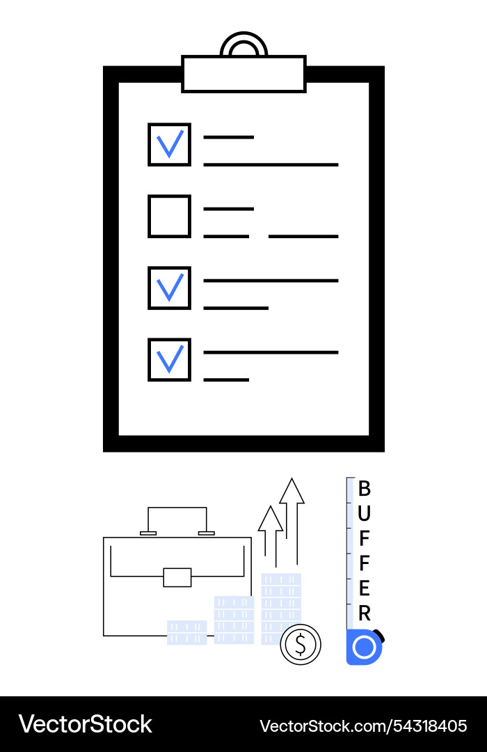 Task checklist on clipboard with business Task checklist on clipboard with business vector image