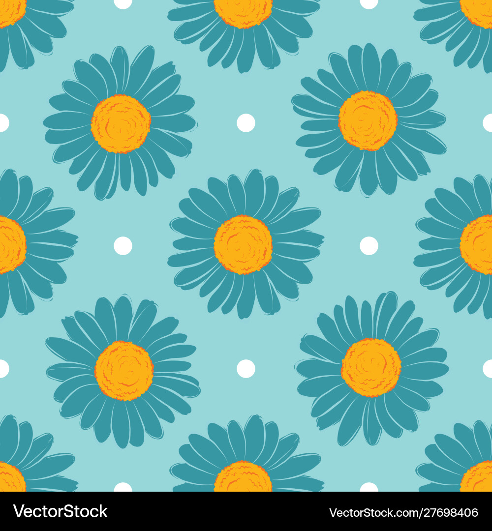 Blue Daisies Pattern Vector Image