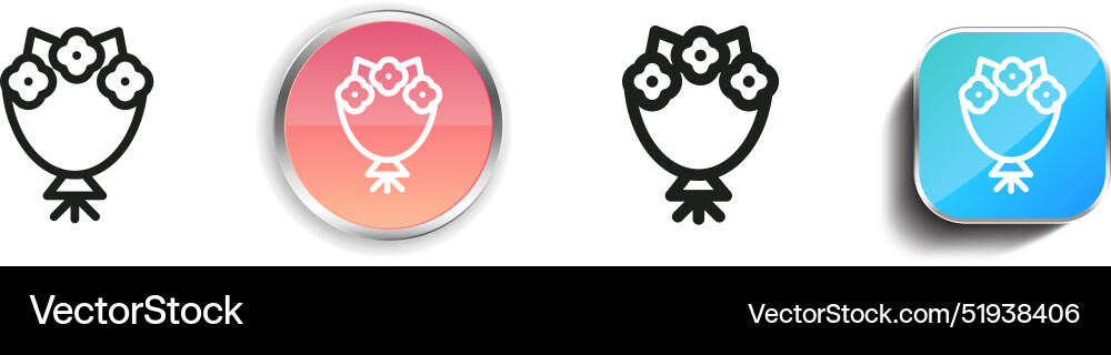 Bouquet icon thin linear regular and button style vector image