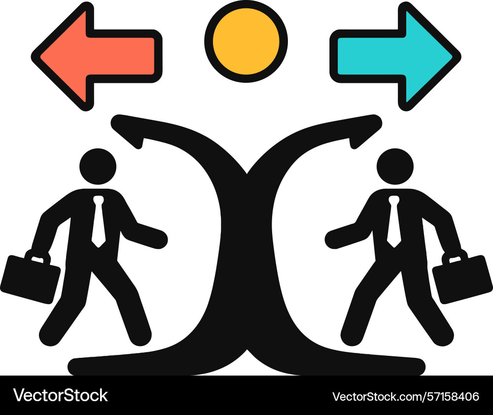 Decision making process with two Decision making process with two vector image
