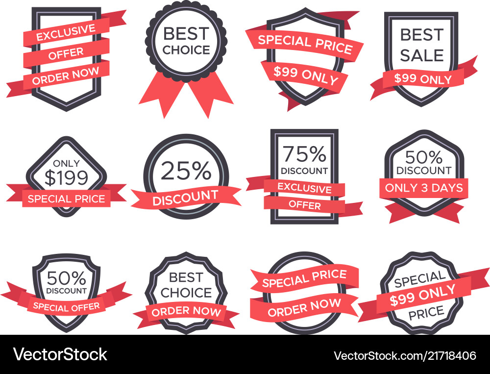 Flat sale badge retro emblem ribbon banners Flat sale badge retro emblem ribbon banners vector image