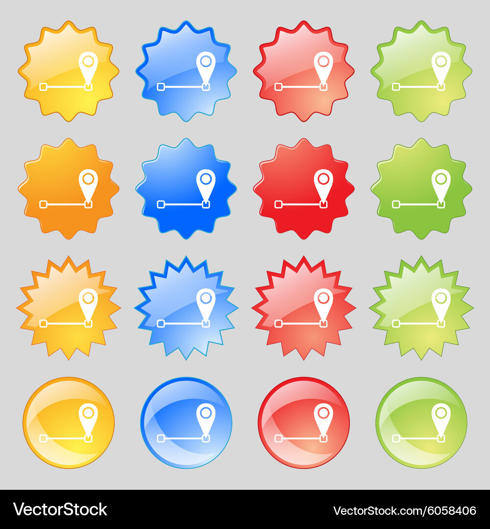 Map pointer icon sign big set of 16 colorful Vector Image