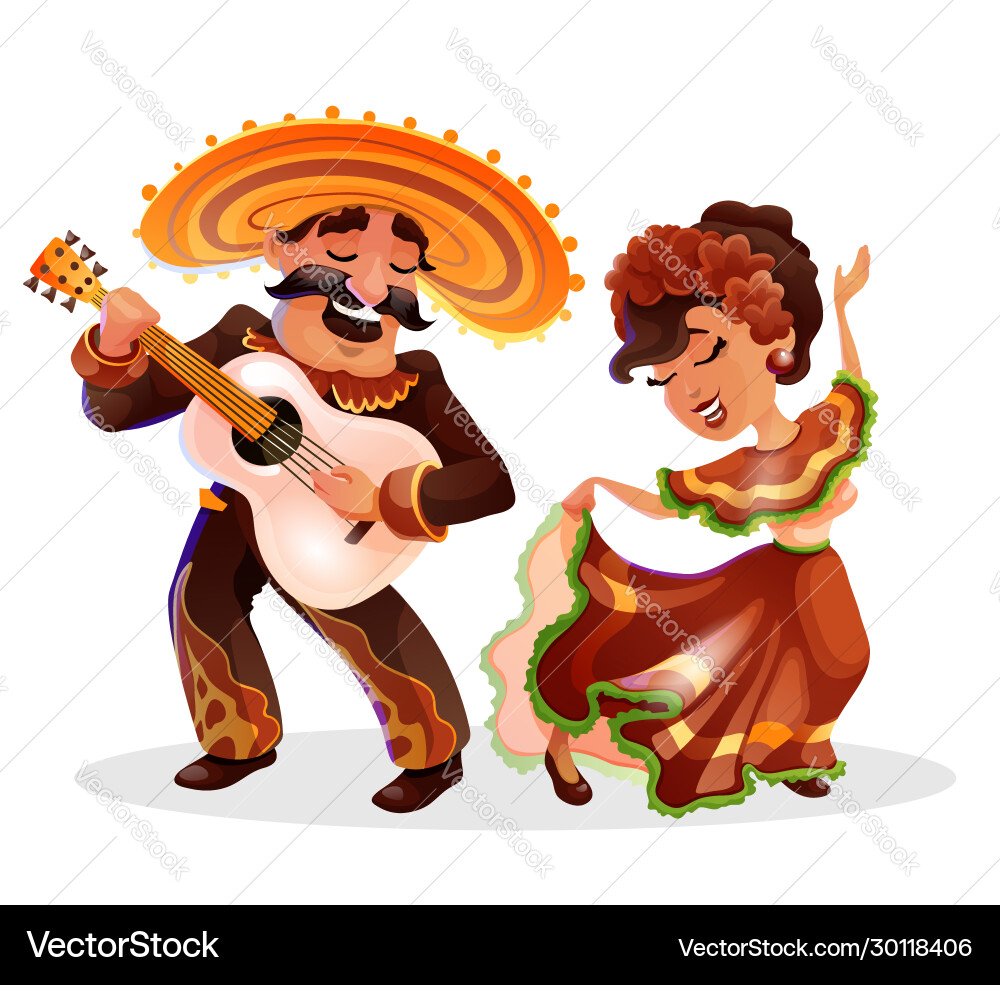 Mexican pair man and woman in traditional clothes Mexican pair man and woman in traditional clothes vector image