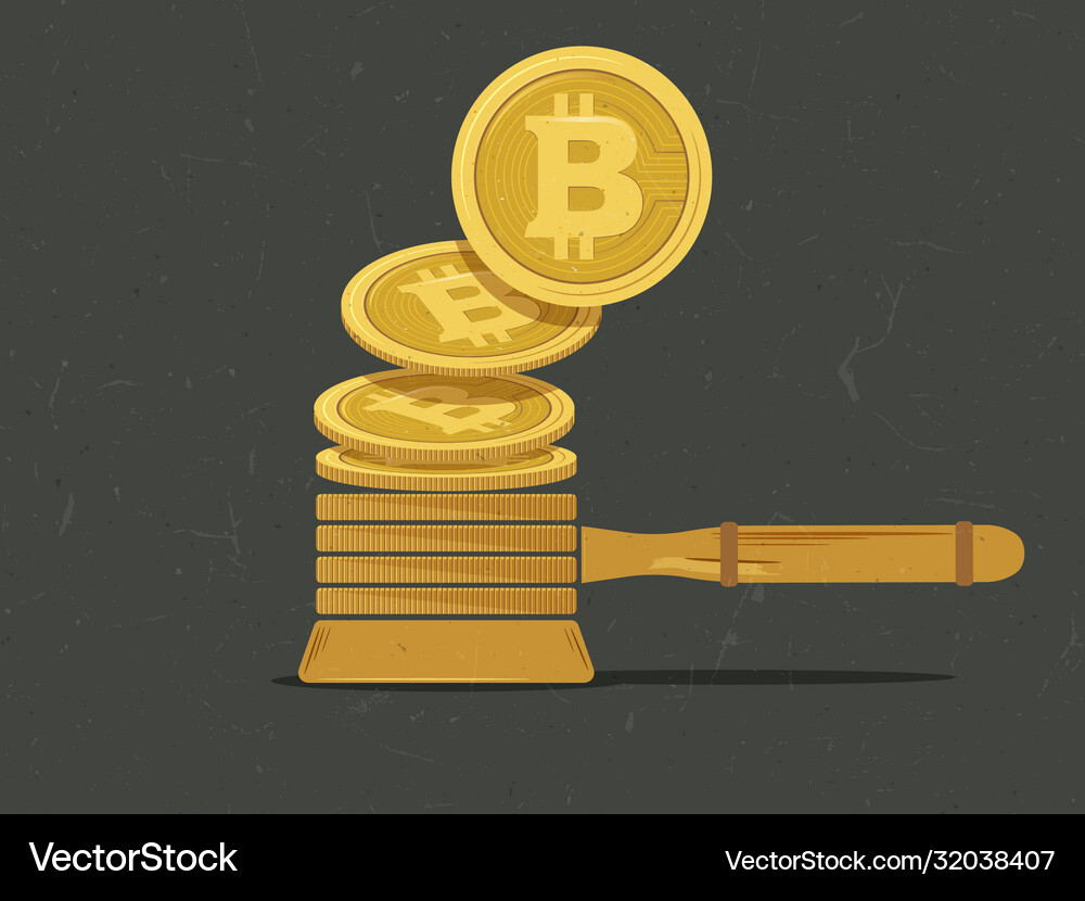 Bitcoin justice hammer law against – Royalty-Free Vector | VectorStock