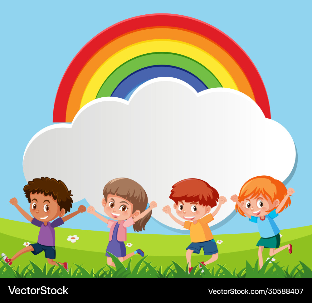 Border template design with many children Vector Image