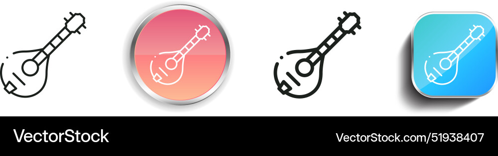 Bouzouki icon thin linear regular and button Bouzouki icon thin linear regular and button vector image