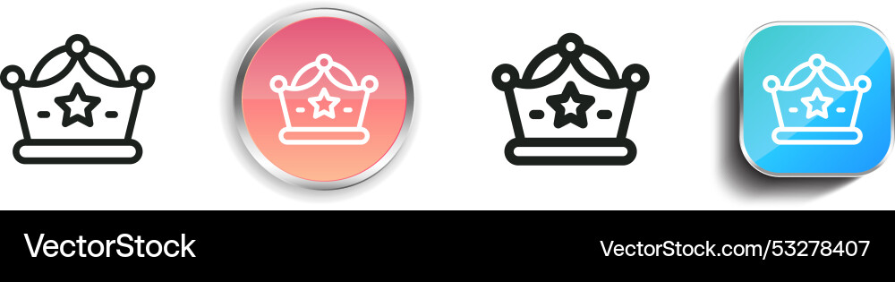 Crown icon thin linear regular and button style Crown icon thin linear regular and button style vector image