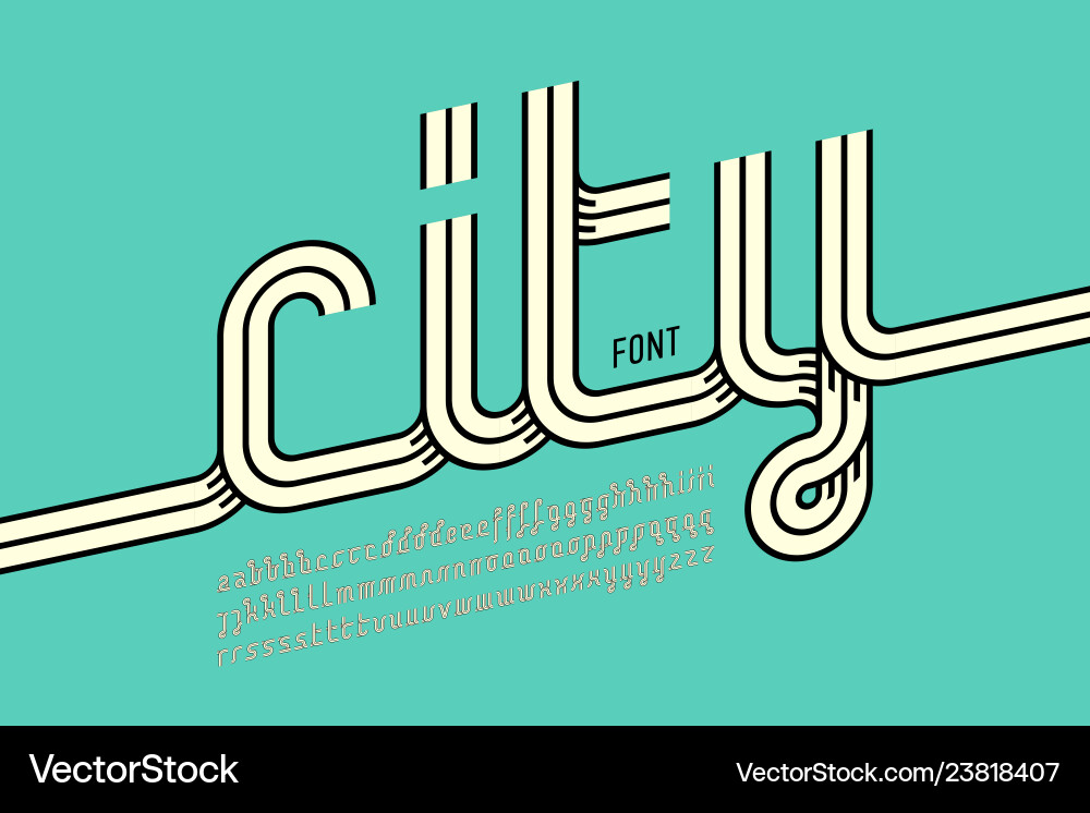 Retro Line Alphabet Font vector image