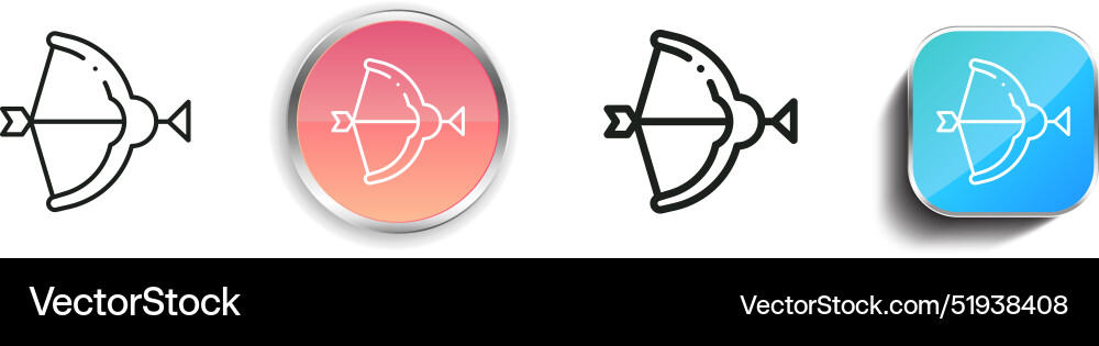 Bow icon thin linear regular and button style Bow icon thin linear regular and button style vector image