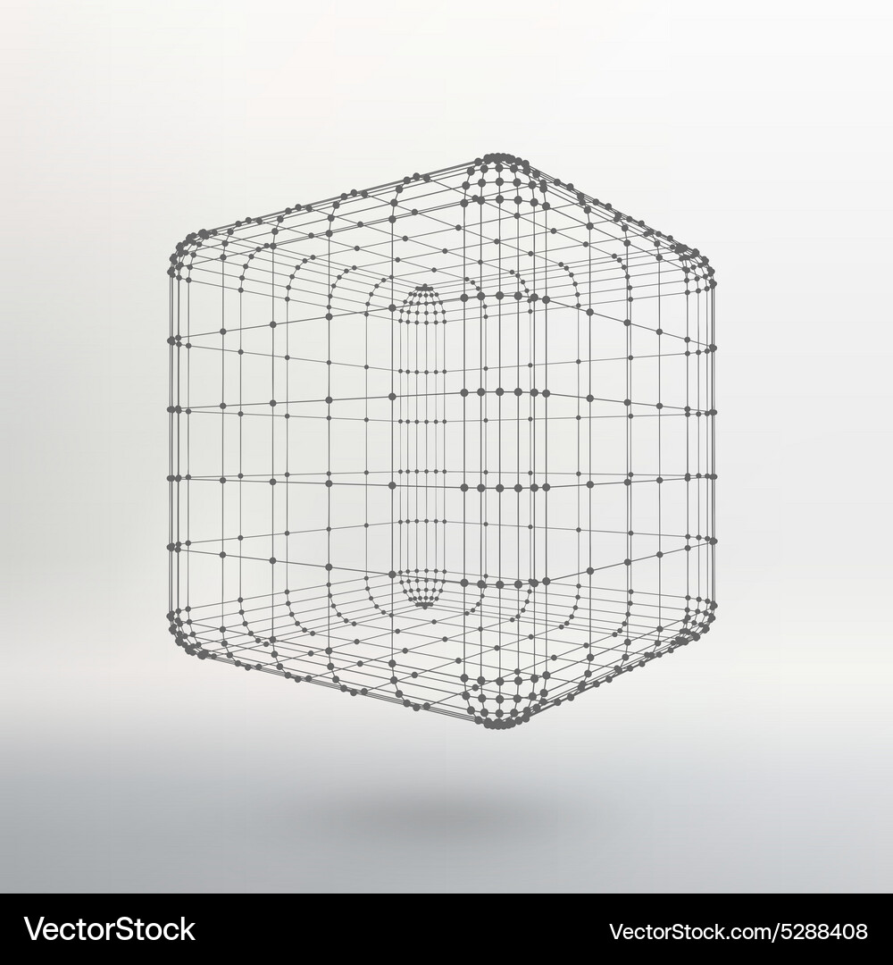 Cube of lines and dots Vector Image