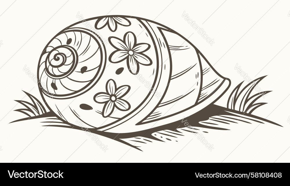 Decorative Snail with Patterned Shell Vector Image