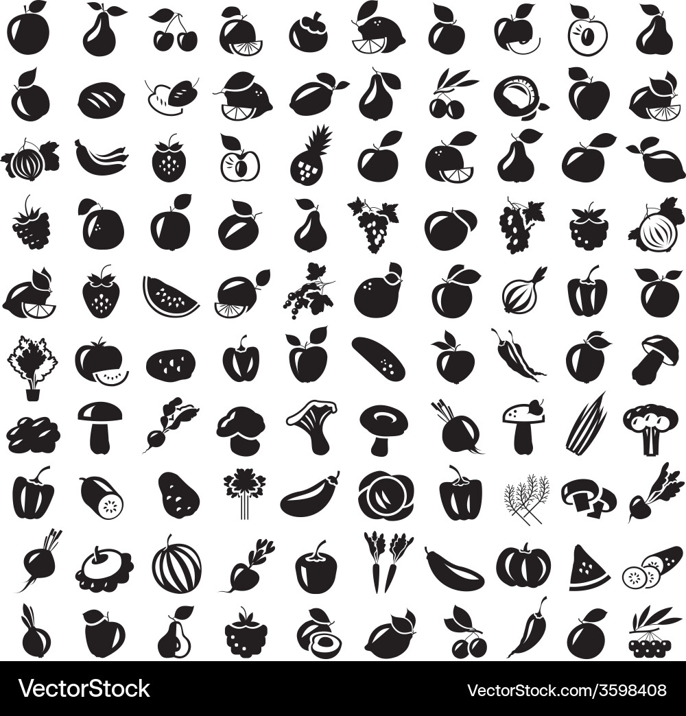 Fruit & Vegetable Icon Set Royalty Free Vector Image