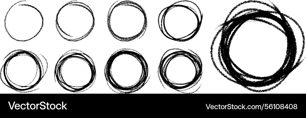 Hand drawn circles sketch scribble circle lines Hand drawn circles sketch scribble circle lines Vector Image