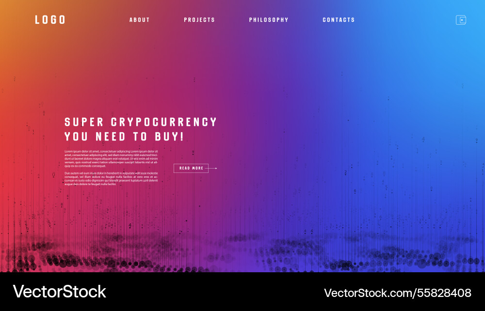 Landing page abstract design with big data vector image
