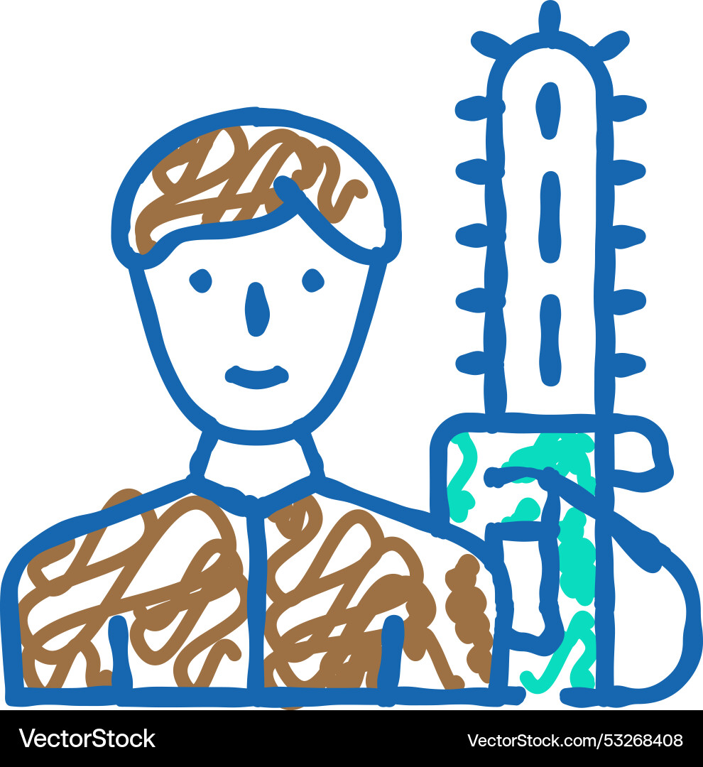 Lumberjack worker flat icon doodle Royalty Free Vector Image