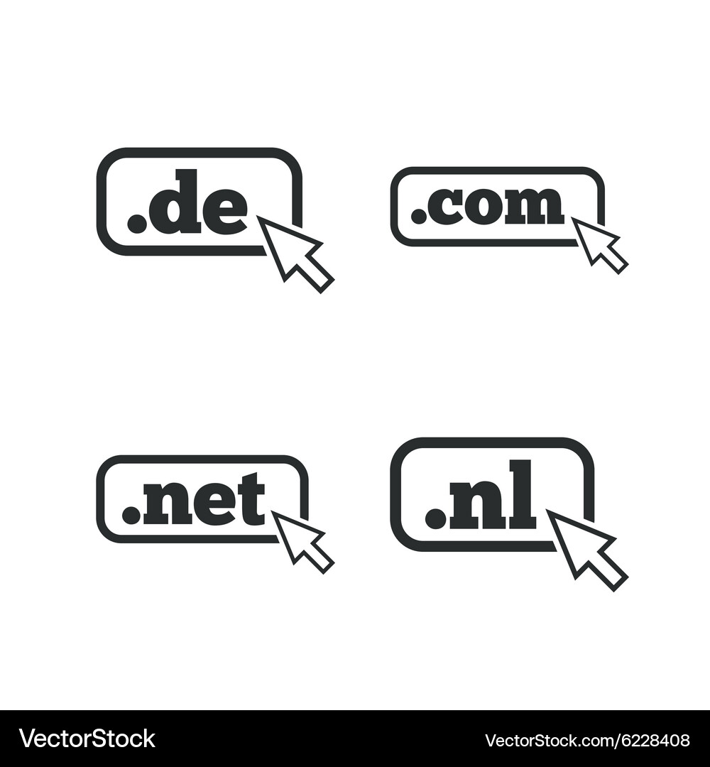 Top-level domains signs de com net and nl Vector Image