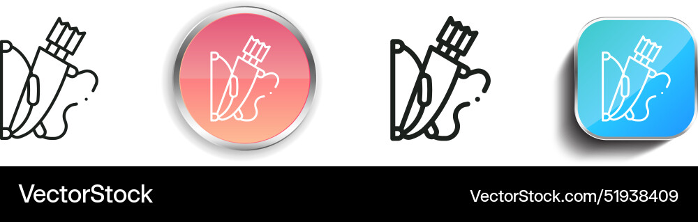 Bow and arrow icon thin linear regular button Bow and arrow icon thin linear regular button vector image