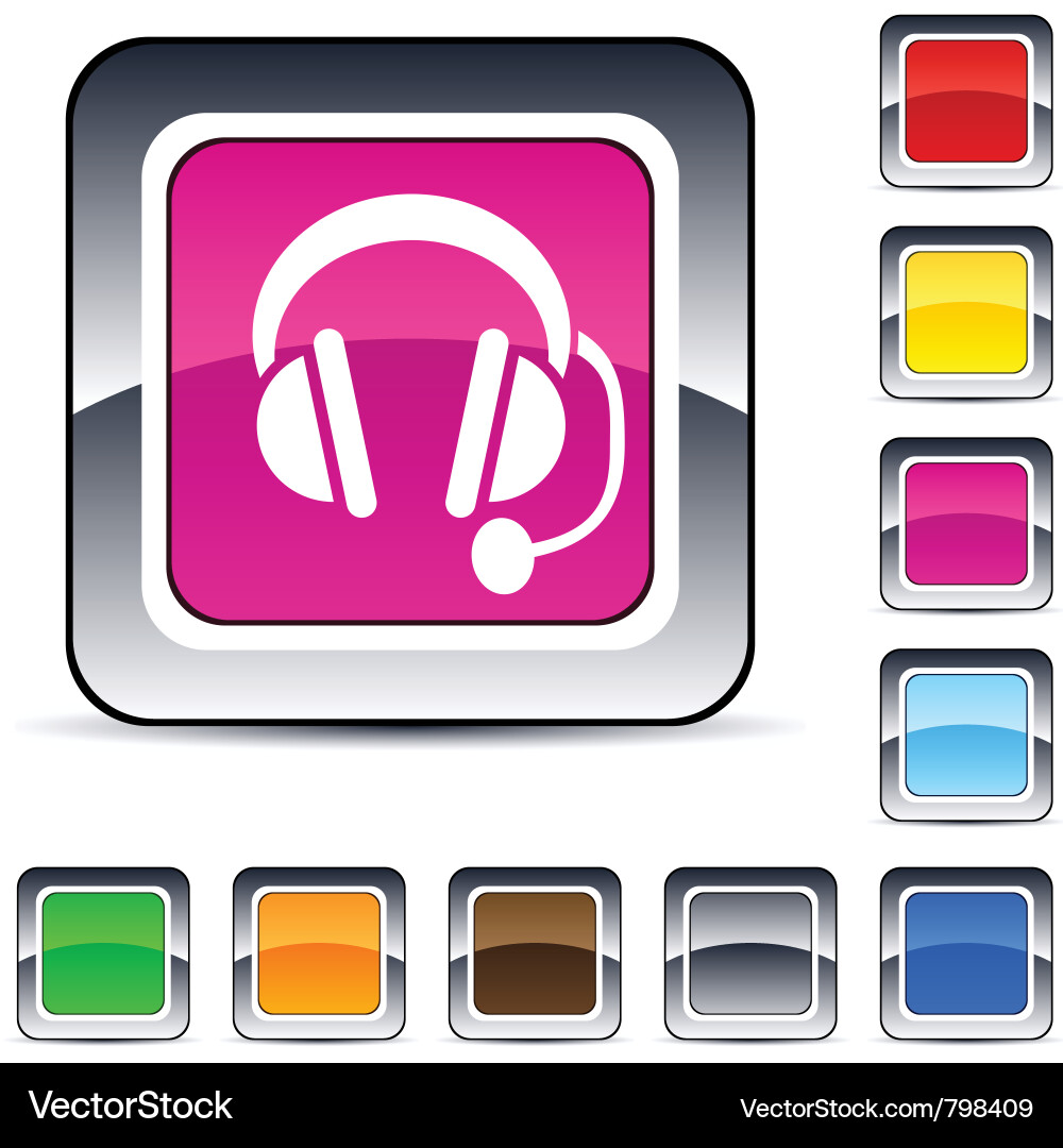 Call center square button Vector Image