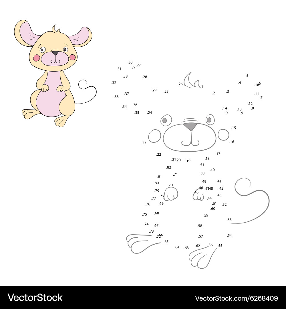 Connect the dots game mouse vector image