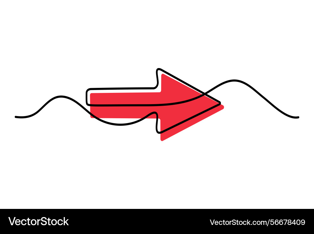 Continuous line drawing of arrow pointing right Continuous line drawing of arrow pointing right vector image