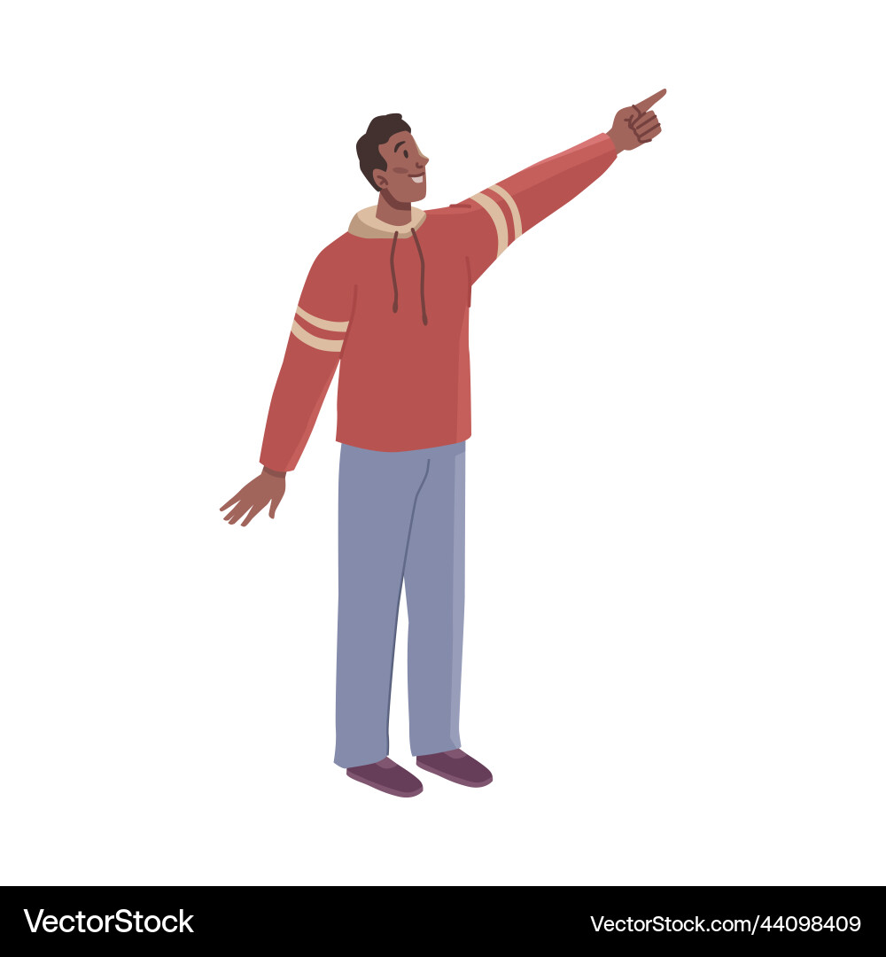 Man looking up and pointing with hand above Man looking up and pointing with hand above vector image