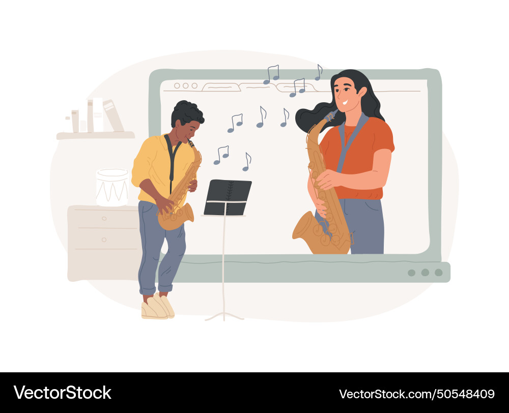 Online music lessons isolated concept Royalty Free Vector