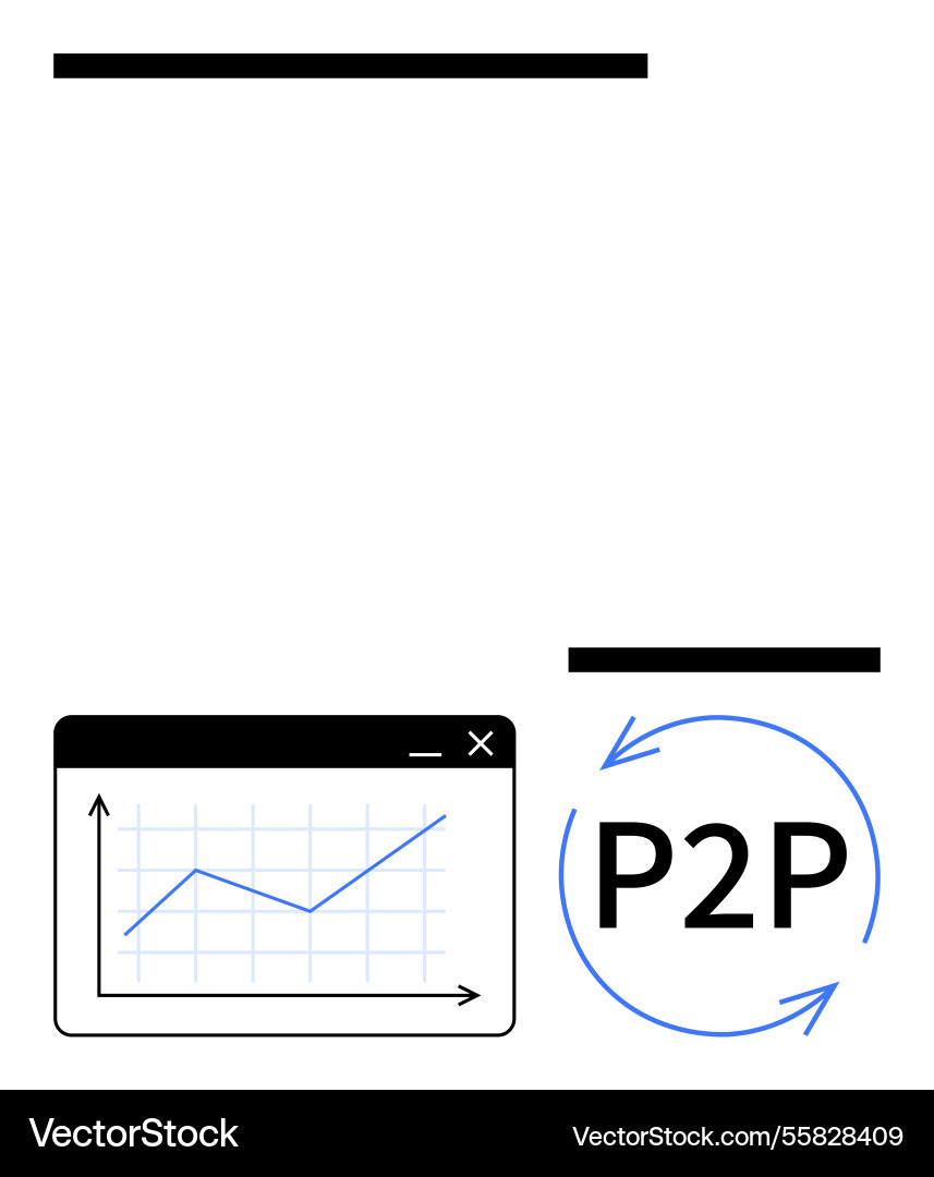 Peer-to-peer data flow with rising trend line Peer-to-peer data flow with rising trend line vector image
