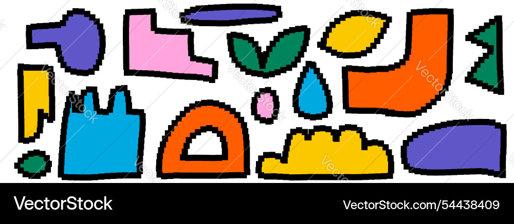 Set of naive pexeled elements design bitmap icons Vector Image