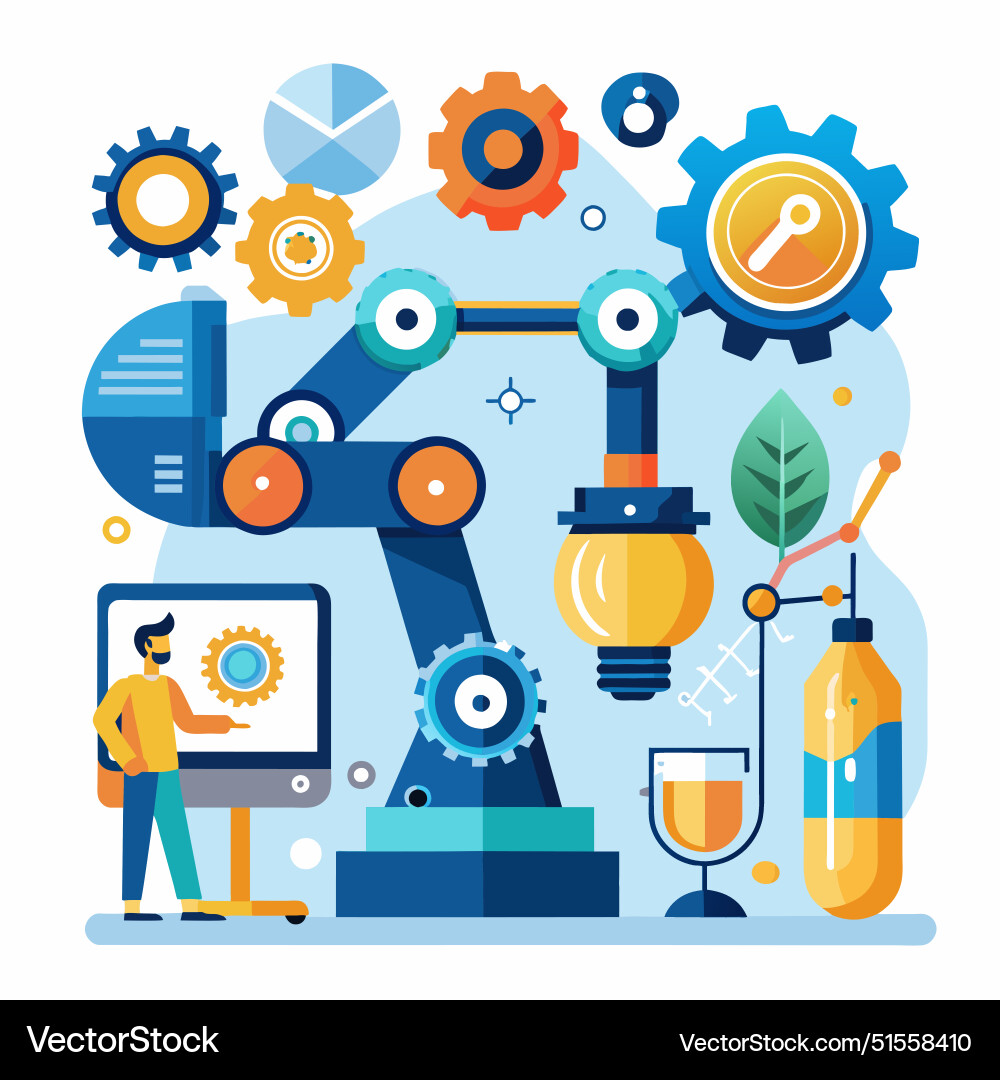 Automation or technology to help development vector image