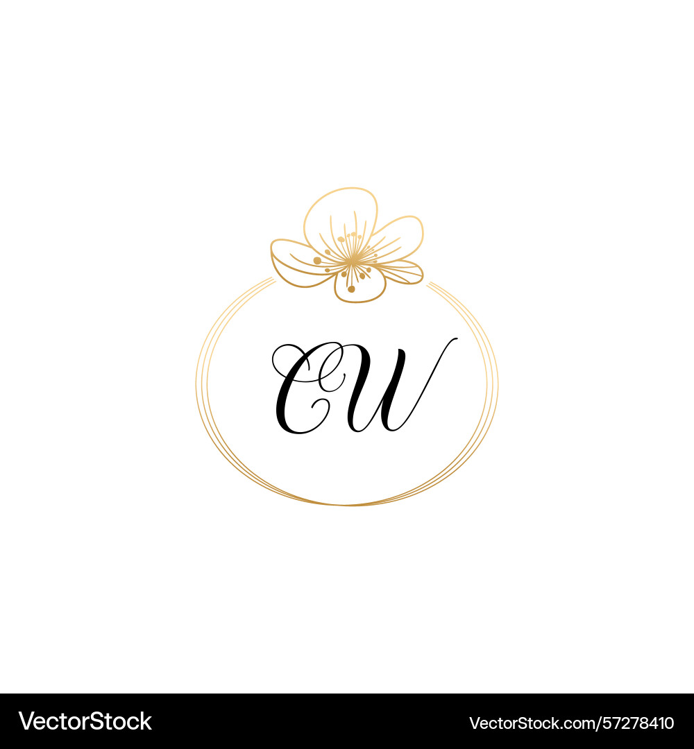 Botanical monogram logos with initial cw Vector Image