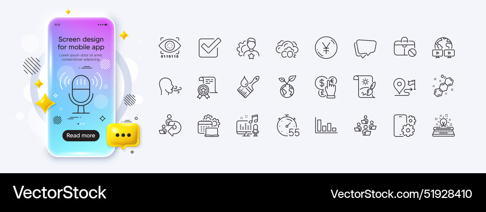 Brush journey and jobless line icons for web app Brush journey and jobless line icons for web app Vector Image