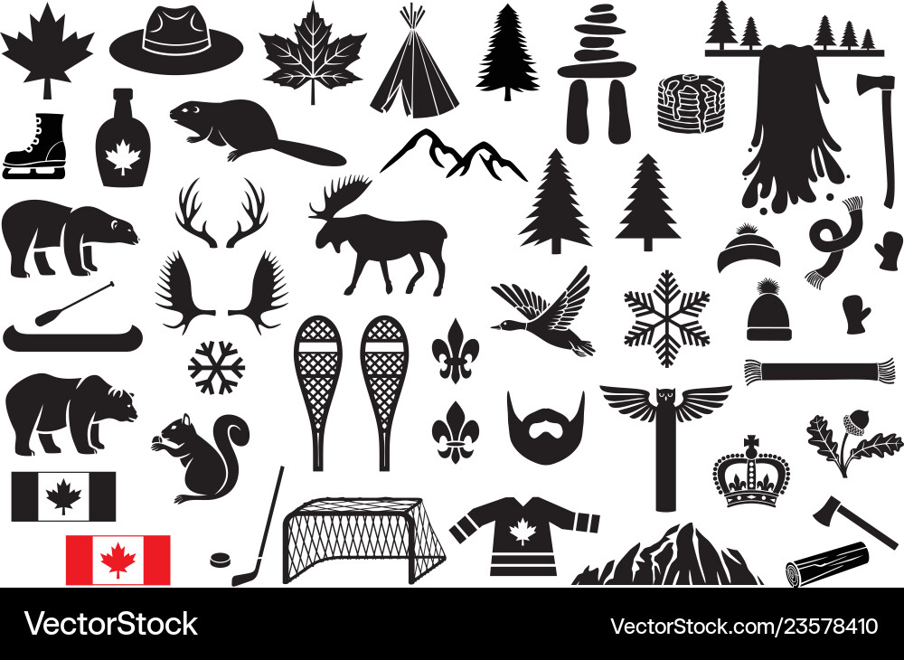 Canada Icons - Maple Leaf & More Vector Image