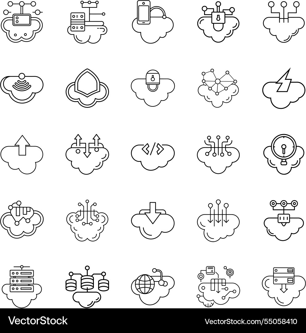 Cloud computing icons network server security d Cloud computing icons network server security d vector image