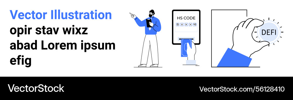 Digital analyst presenting hs code and defi Vector Image