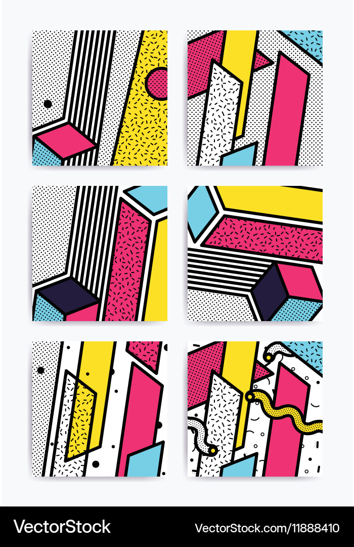 Geometric Pop Art Pattern Set vector image