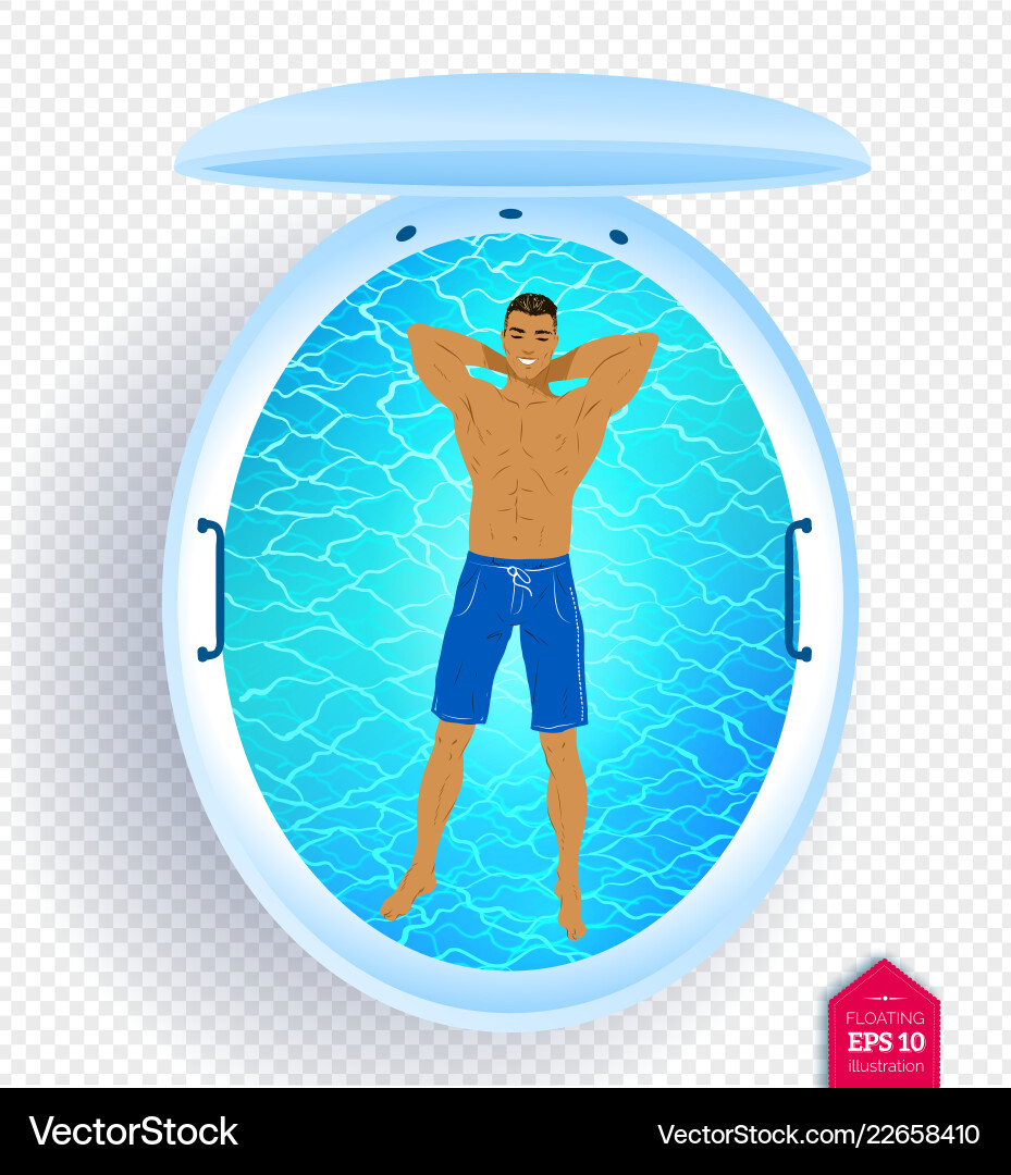 Man in floating tank vector image