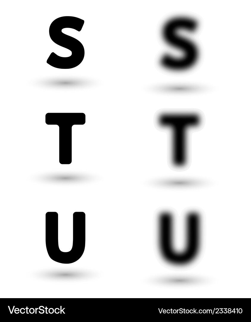 Sharp and unsharp alphabet letters font Vector Image