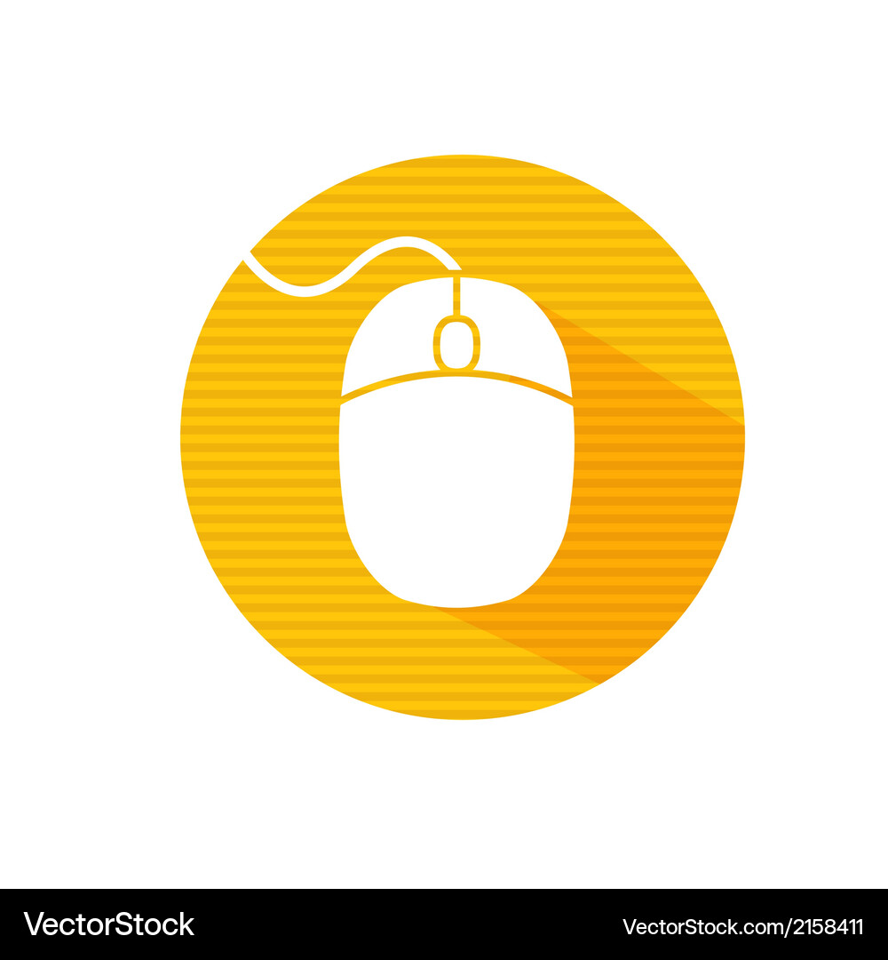 Computer Mouse Icon with Long Shadow Vector Image