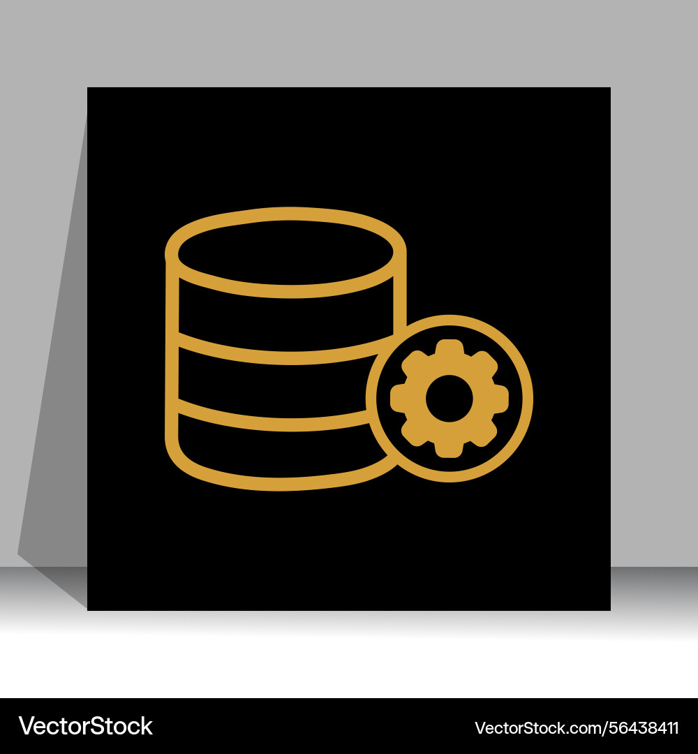 Database management icon with gear symbolizing Database management icon with gear symbolizing vector image