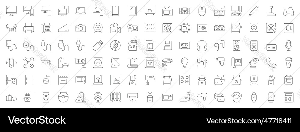 Electronics Line Icons - Device Collection vector image