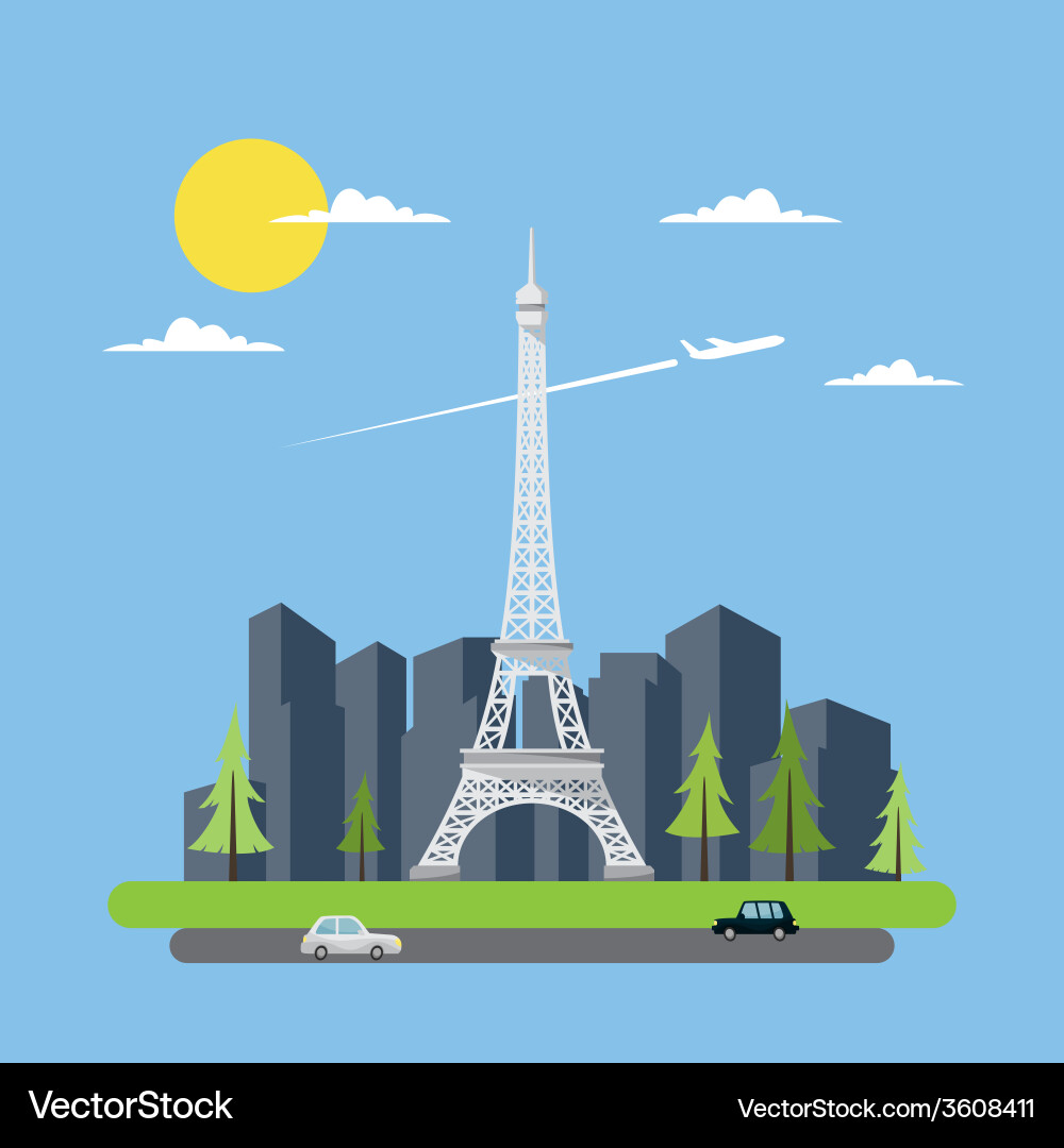 Flat design of eiffel tower vector image