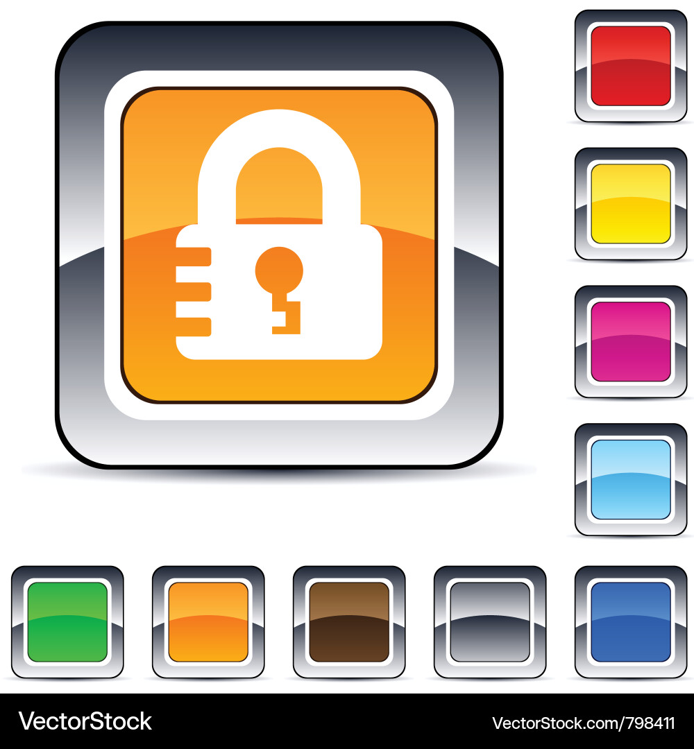 Lock square button vector image