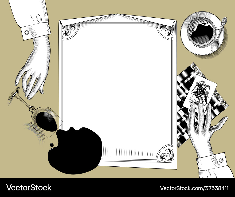 Menu list template with hands overturned Menu list template with hands overturned vector image