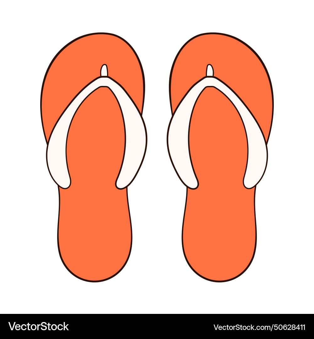 Pair of orange flip-flop in cartoon style summer Pair of orange flip-flop in cartoon style summer vector image