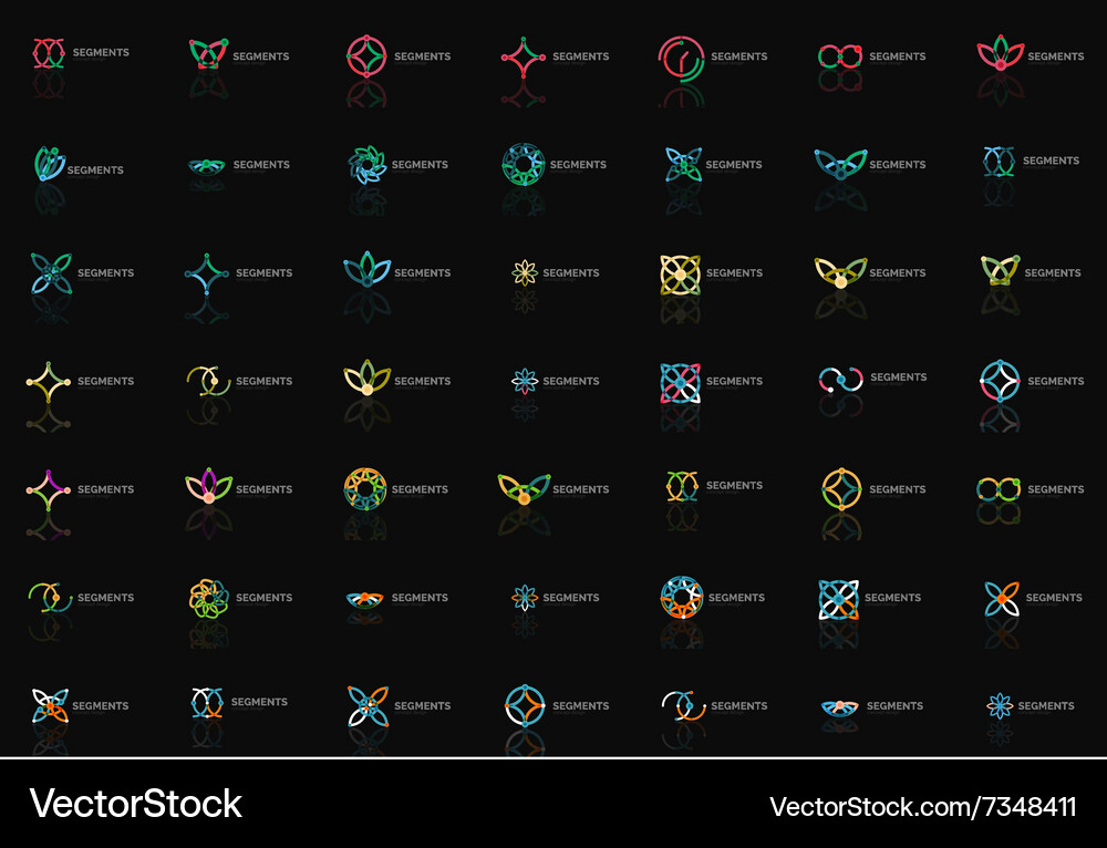 Set of linear abstract logos swirl circle Vector Image