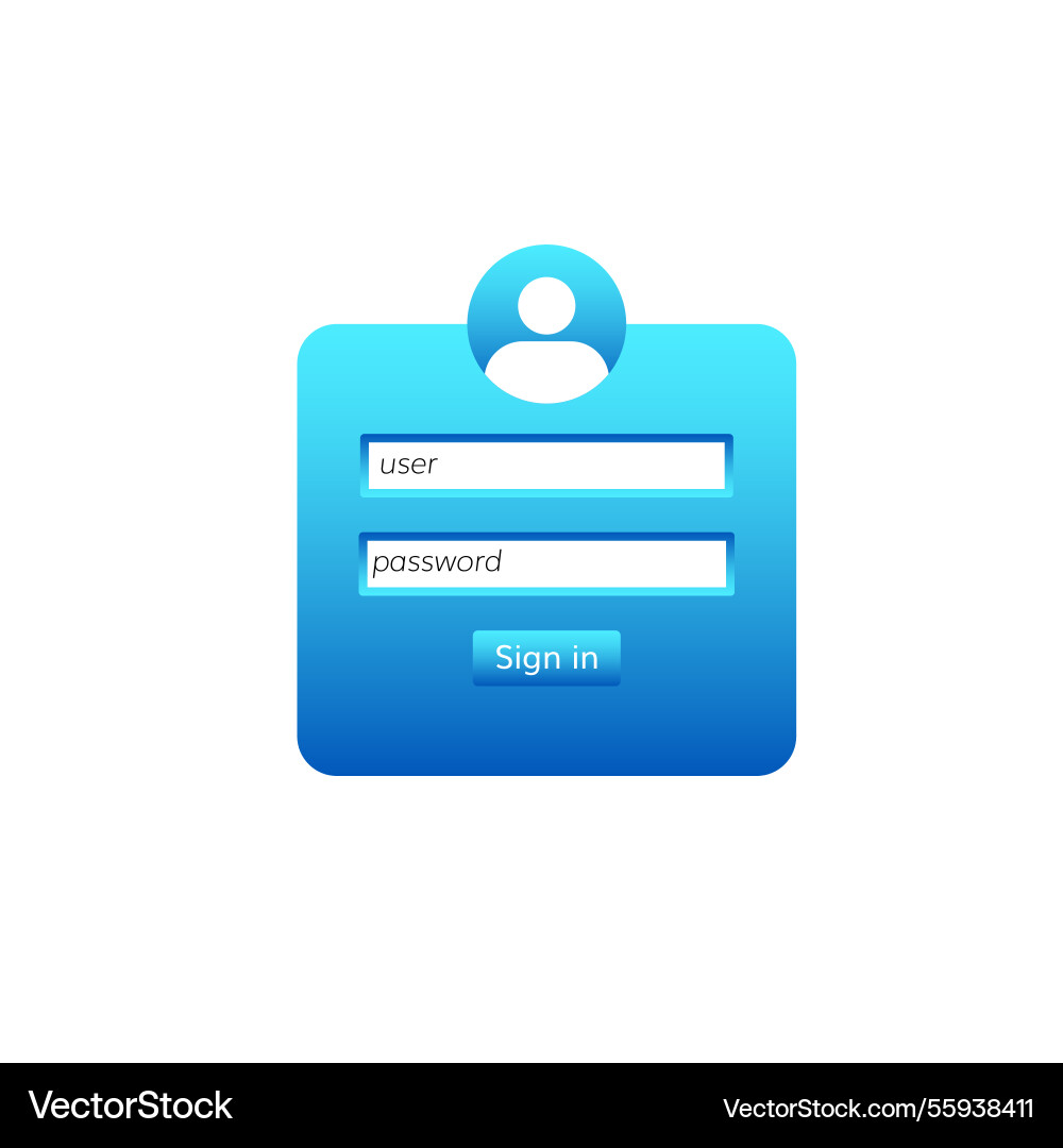 Simple blue user login icon with username vector image