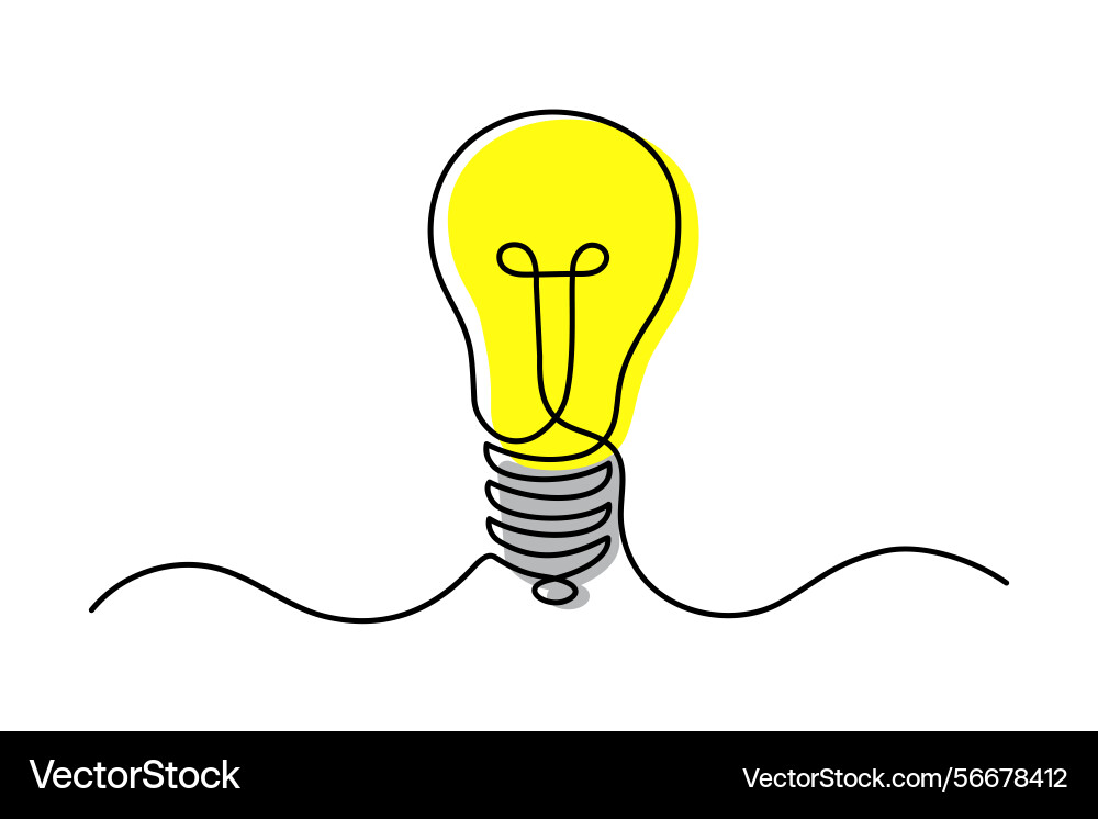 Continuous line drawing of bulb lamp isolated Continuous line drawing of bulb lamp isolated vector image